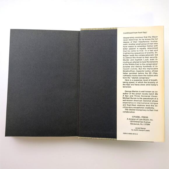 The Obelisk Conspiracy George Marton Michael Burren 1976 HC 1st American Ed - Picture 6 of 6